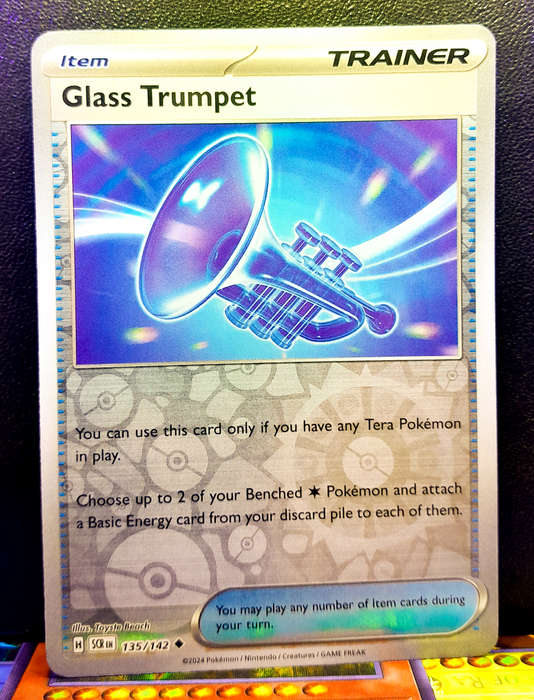 Pokemon Card - Glass Trumpet 135/142 - Reverse Holofoil Trainer - Stellar Crown NM