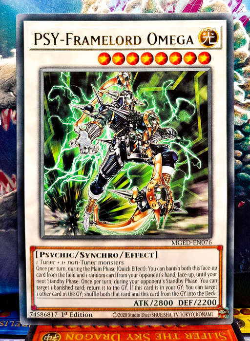 Yu-Gi-Oh! Card - PSY-Framelord Omega - 1st Edition  - Rare - MGED-EN076 - NM