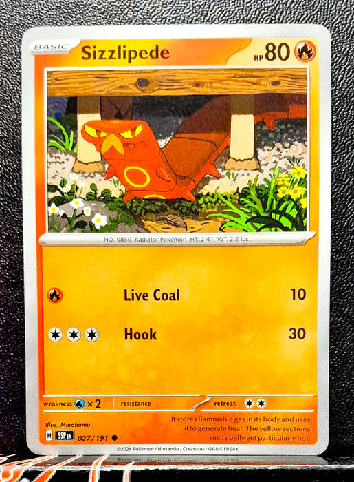 Pokemon Card - Sizzlipede 027/191- Uncommon - Surging Sparks NM