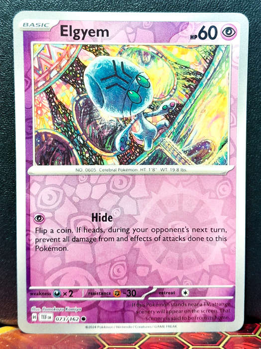 Pokemon Card - Elgyem 073/162 - Reverse Holo - Temporal Forces NM