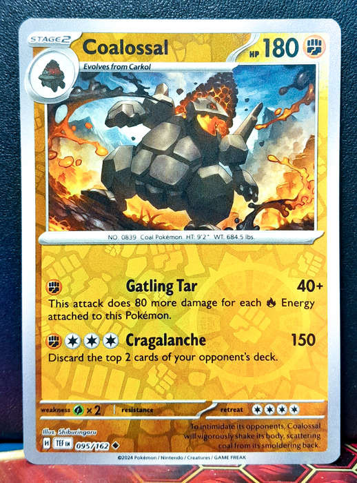 Pokemon Card - Coalossal 095/162 - Reverse Holo - Temporal Forces NM