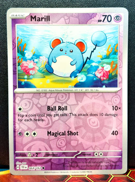 Pokemon Card - Marill 064/162 - Reverse Holo - Temporal Forces NM