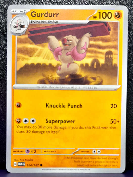 Pokemon Cards - Gurdurr 104/167 - Common - Twilight Masquerade