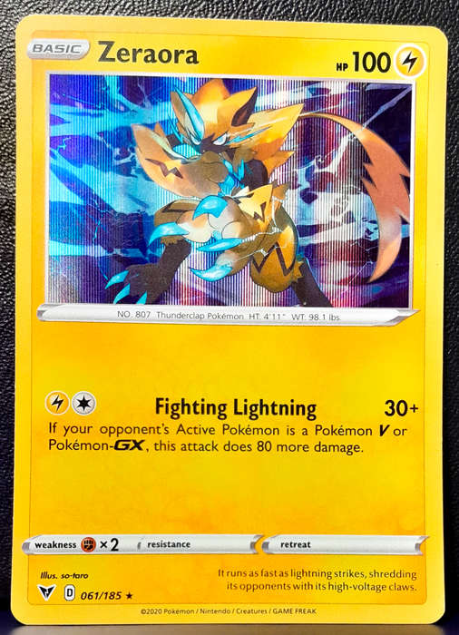 Pokemon Card - Zeraora 061/185 - Holofoil Rare - SWSH Vivid Voltage NM