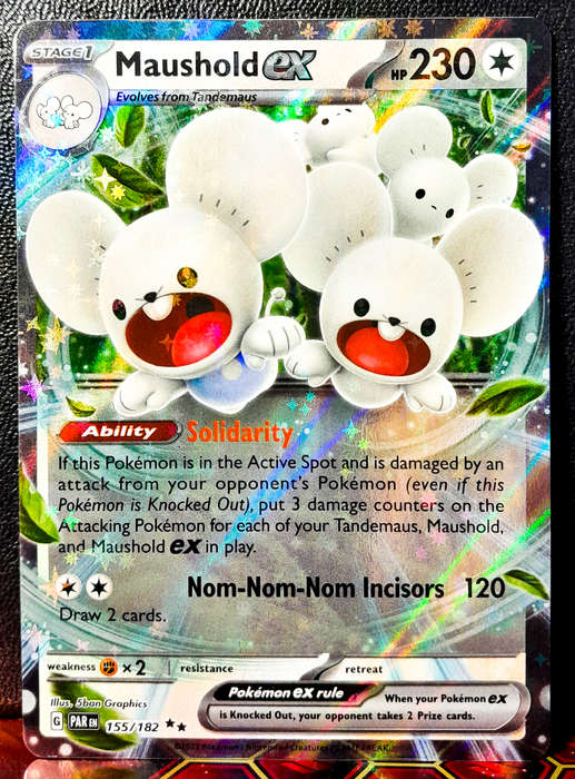 Pokemon Card - Maushold EX 155/182 - Holofoil Double Rare -  Paradox Rift NM