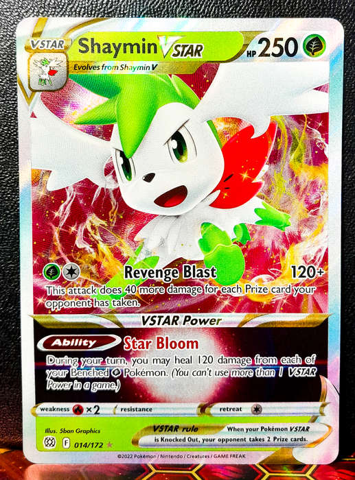 Pokemon Card - Shaymin Vstar 014/172 - Textured Holofoil Rare - Brilliant Stars NM