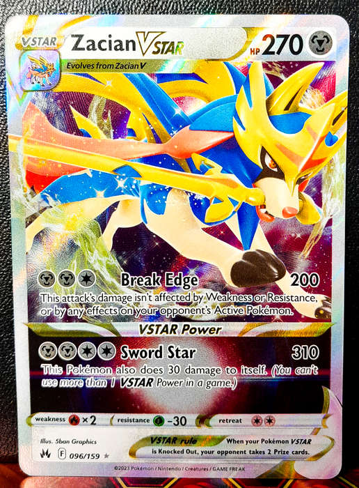 Pokemon Card - Zacian Vstar 096/159 - Textured Holofoil Rare - Crown Zenith NM
