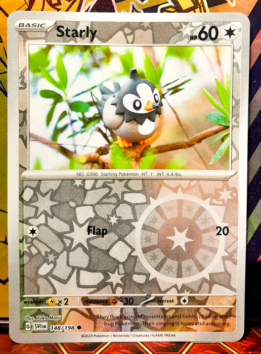 Pokemon Cards - Starly 148/198 - Reverse Holofoil - Scarlet & Violet Base Set - NM