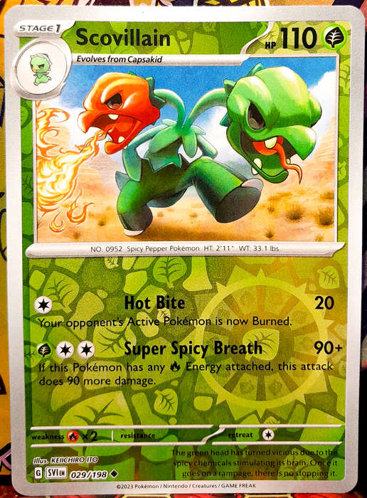 Pokemon Cards - Scovillain 029/198 - Reverse Holofoil - Scarlet & Violet Base Set - NM