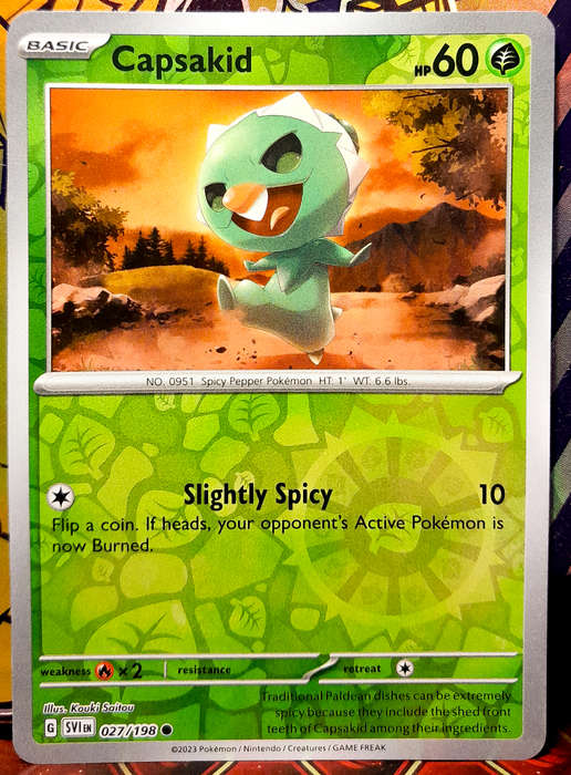 Pokemon Cards - Capsakid 027/198 - Reverse Holofoil - Scarlet & Violet Base Set - NM