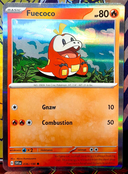 Pokemon Cards - Fuecoco 036/198 - Holofoil Rare - Scarlet & Violet Base Set - NM