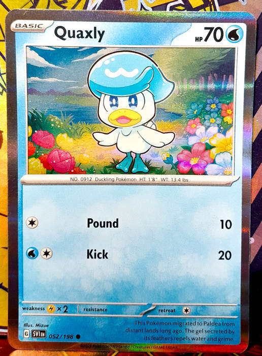 Pokemon Cards - Quaxly 052/198 - Holofoil Rare - Scarlet & Violet Base Set - NM