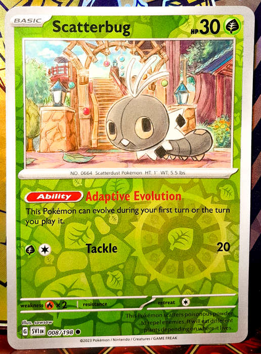 Pokemon Cards - Scatterbug 008/198 - Reverse Holofoil - Scarlet & Violet Base Set - NM