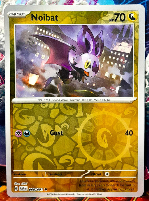 Pokemon Card - Noibat 068/091 - Reverse Holofoil - Paldean fates