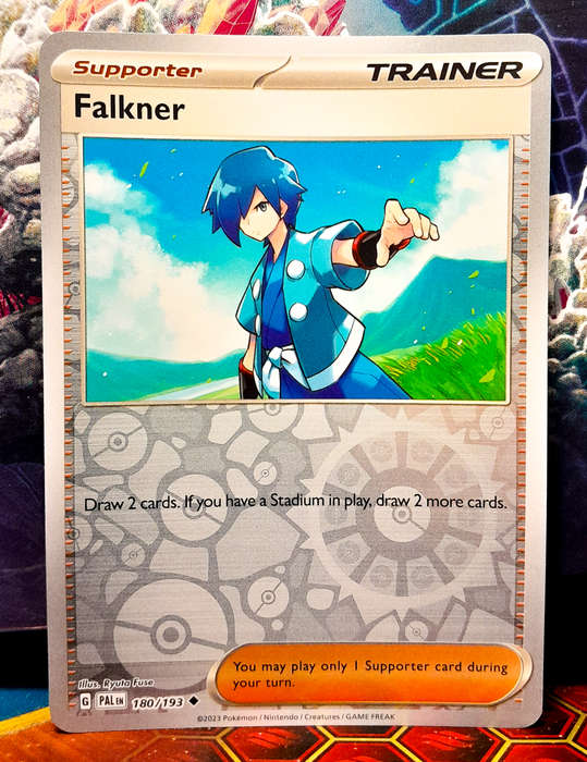 Pokemon Card - Falkner 180/193 - Reverse Holofoil Supporter Trainer - Paldea Evolved NM