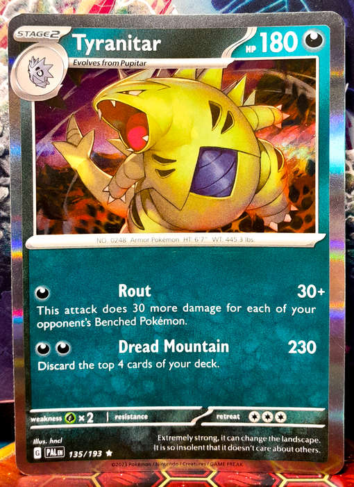 Pokemon Card - Tyranitar 135/193 - Holo RARE - Paldea Evolved NM