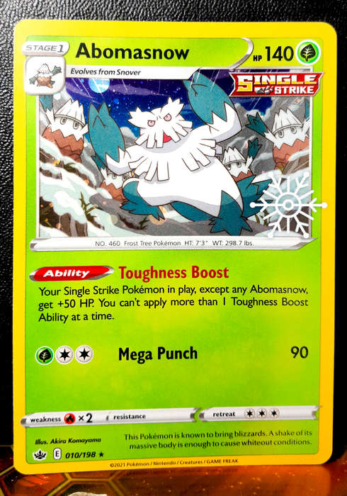 Pokemon Cards - Abomasnow 010/198 - SWSH Chilling Reign  - Cosmo Holo SNOWFLAKE stamped Promo- NM