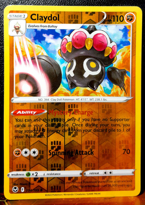 Pokemon Card - Claydol 094/195 - Reverse Holofoil - Silver Tempest NM
