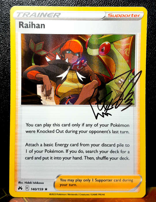 Pokemon Card - Raihan 140/159 - Signature Trainer - Holofoil Rare - Crown Zenith NM