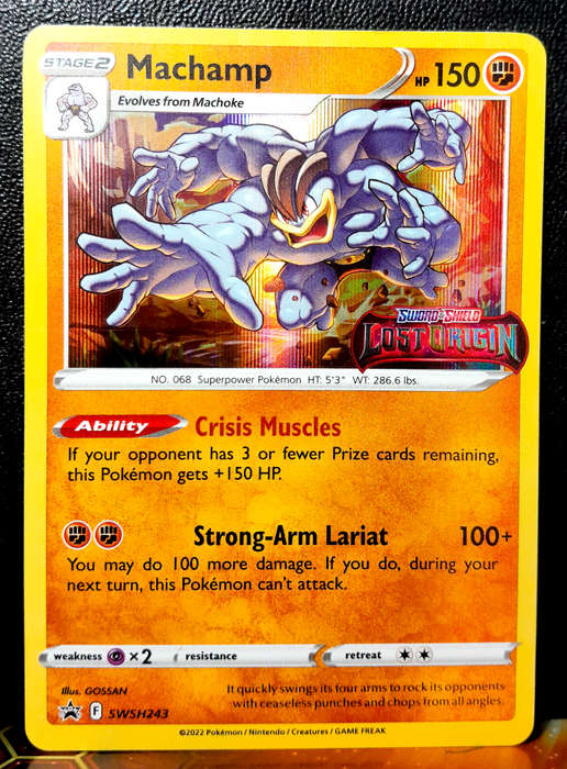 Pokemon Card - Machamp SWSH243 - Lost Origin Pre-Release Promo - Black star Promo NM