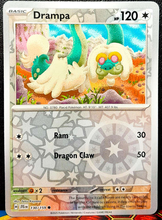 Pokemon Card - Drampa 130/159 - Reverse Holofoil- Journey Together - NM