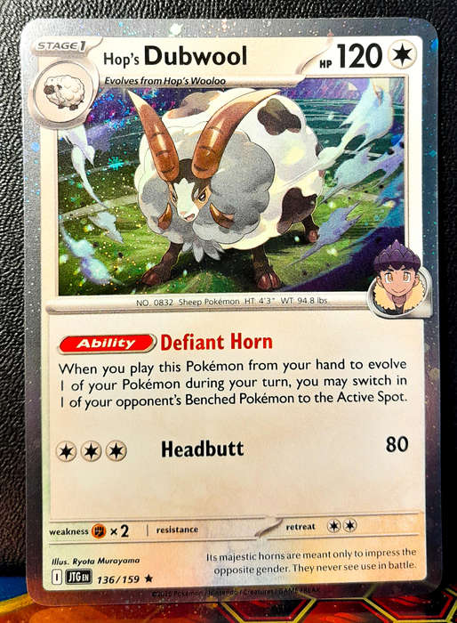 Pokemon Card - Hop's Dubwool 136/159 - Cosmo Holofoil- Journey Together - NM