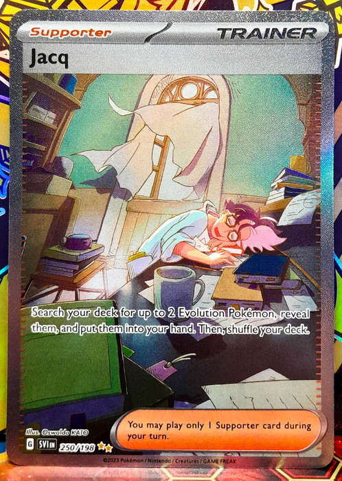 Pokemon Cards - Jacq 250/198 - Full Art Trainer Alt Art - Scarlet & Violet Base Set - NM