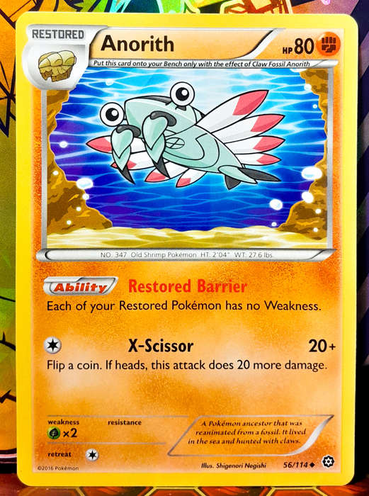 Pokemon Card - Anorith 56/114 - Rare - XY Steam Siege 2016 - NM