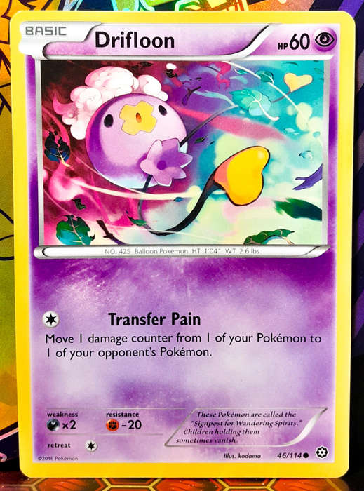 Pokemon Card - Drifloon 46/114 - Common - XY Steam Siege 2016 - NM