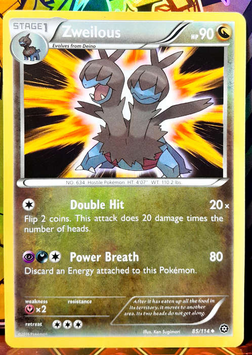 Pokemon Card - Zweilous 85/114 - Uncommon - XY Steam Siege 2016 - NM
