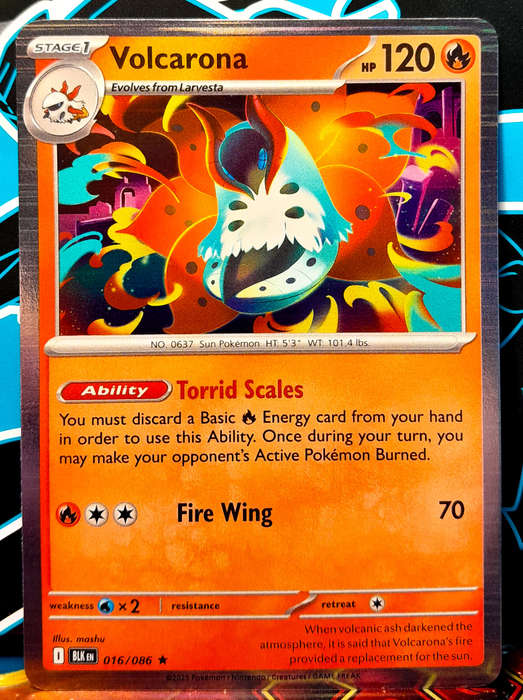 Pokemon Cards - Volcarona 016/086 - Holofoil Rare - Black Bolt - NM