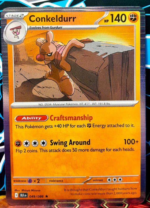 Pokemon Cards - Conkeldurr 049/086 - Holofoil Rare - Black Bolt - NM