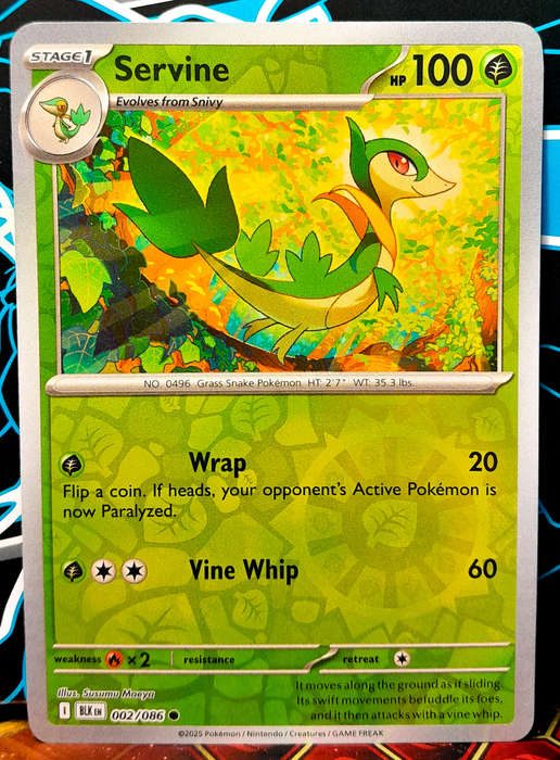Pokemon Cards - Servine 002/086 - Reverse Holofoil - Black Bolt - NM