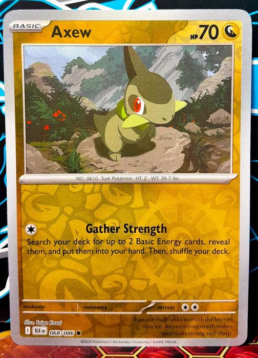 Pokemon Cards - Axew 068/086 - Reverse Holofoil - Black Bolt - NM