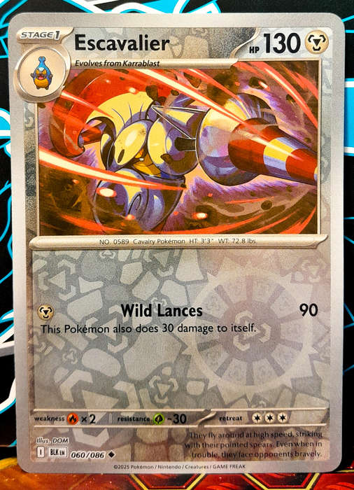 Pokemon Cards - Escavalier 060/086 - Reverse Holofoil - Black Bolt - NM