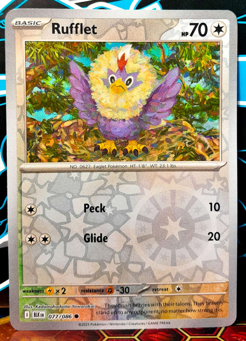 Pokemon Cards - Rufflet 077/086 - Reverse Holofoil - Black Bolt - NM