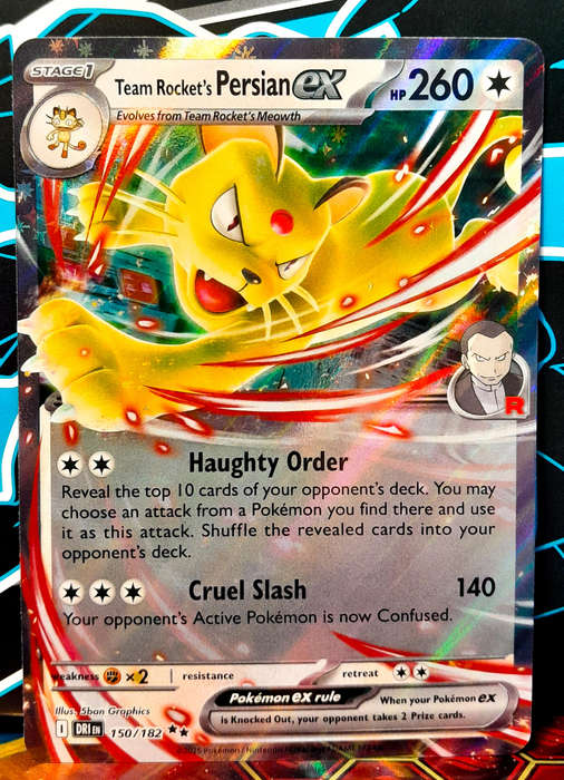 Pokemon Card - Team Rocket's Persian EX 150/182 - Double Rare - Foil - Destined Rivals - NM