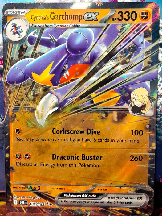 Pokemon Card - Cynthia's Garchomp 104/182 - Double Rare - Foil - Destined Rivals - NM
