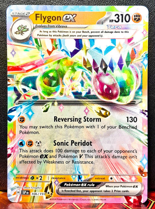 Pokemon Card - Flygon EX 106/191 - Textured Double Rare - Surging Sparks  NM