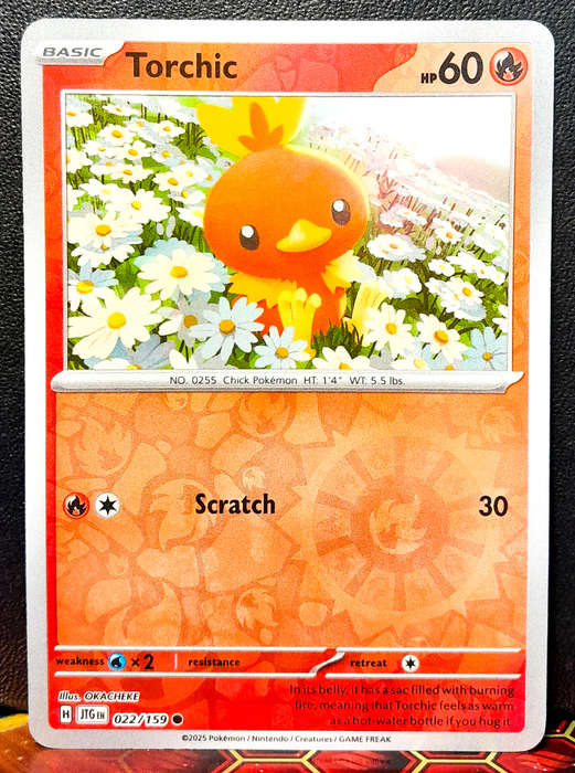 Pokemon Card - Torchic 022/159 - Reverse Holofoil - Journey Together - NM