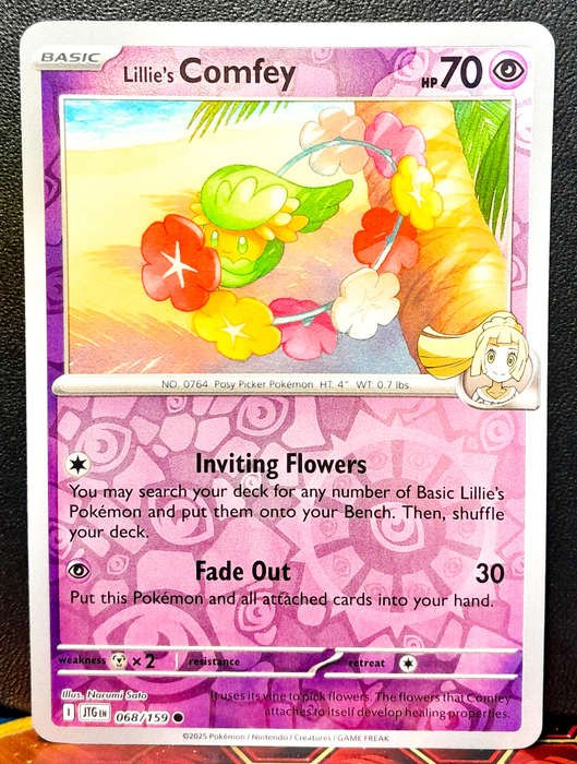 Pokemon Card - Lillie's Comfey 068/159 - Reverse Holofoil - Journey Together - NM