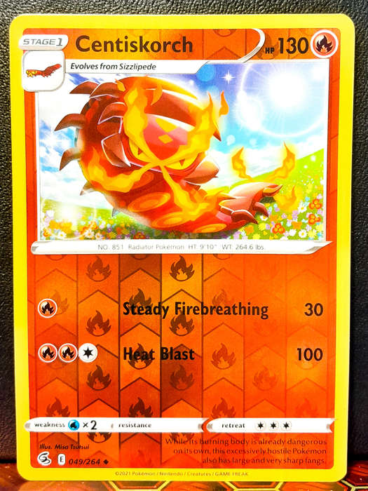 Pokemon Card - Centiskorch 049/264 - Reverse Holofoil - Fusion Strike NM