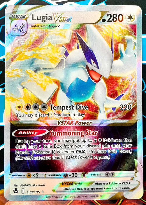 Pokemon Card - Lugia Vstar 139/195 - Textured Holo Rare - Silver Tempest NM