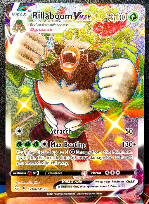 Pokemon Card - Rillaboom Vmax SV106/SV122 - Shiny Vault Holofoil - Shining Fates NM