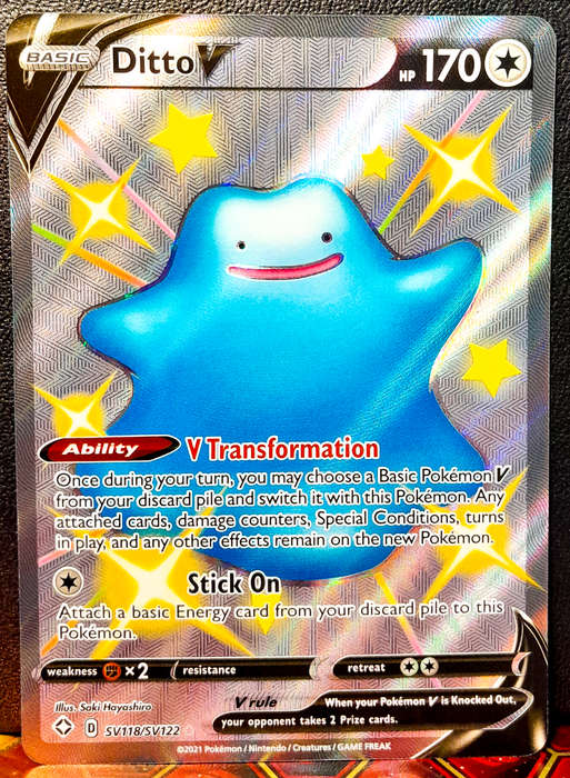 Pokemon Card - Ditto V SV118/SV122 - Shiny Vault Holofoil - Shining Fates NM