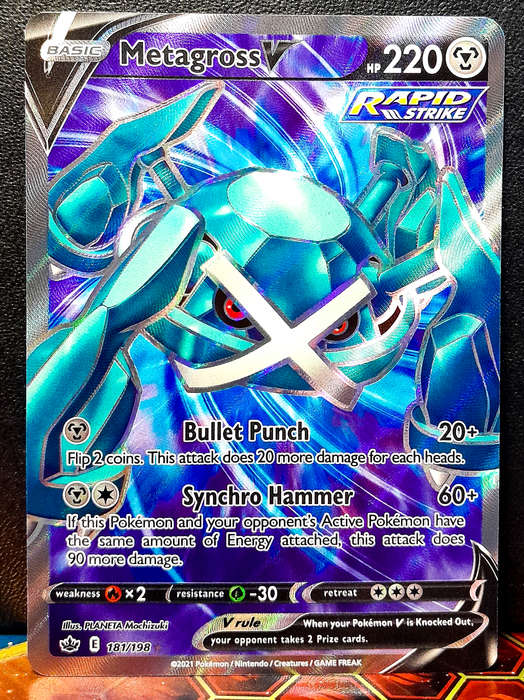 Pokemon Card - Metagross V 181/198 - Textured Full Art RARE - Chilling Reign NM
