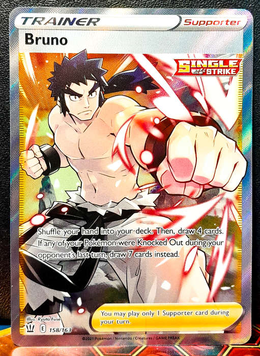 Pokemon Card - Bruno 158/163 - Textured Full Trainer - SWSH Battle Styles