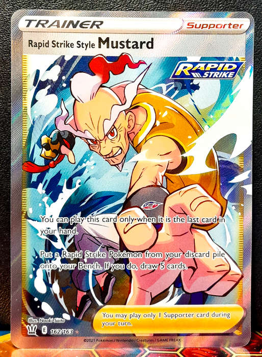 Pokemon Card - Rapid Strike Style Mustard 162/163 - Textured Full Trainer - SWSH Battle Styles