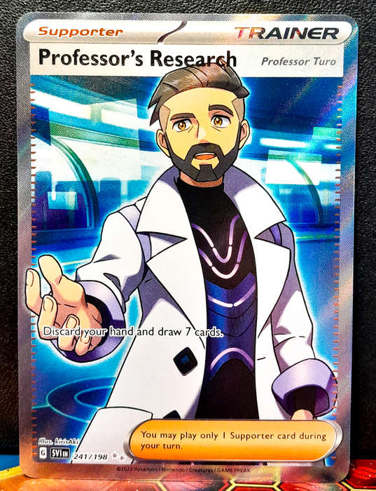 Pokemon Cards - Professor's Research 241/198 - Full Art Trainer - Scarlet & Violet Base Set - NM
