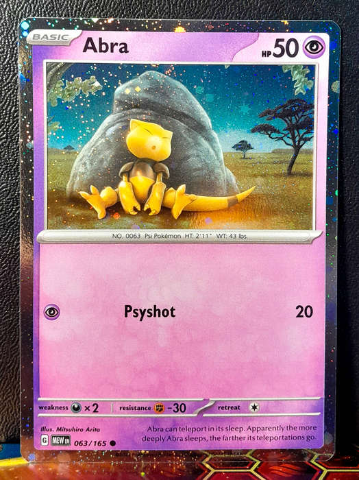 Pokemon Card - Abra 063/165 - Cosmo Holofoil Promo- Pokemon 151 - NM